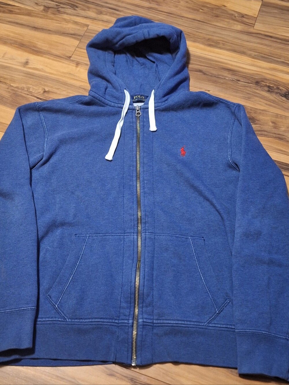 Polo Ralph Lauren Mens large blue full zip jacket hoodie Old Money Heritage 90s
